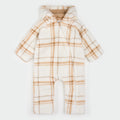 Petit Lem Plaid Sherpa Hooded Bunting Playsuit