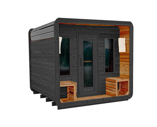 6' Red Cedar Cube Sauna With 2' Porch
