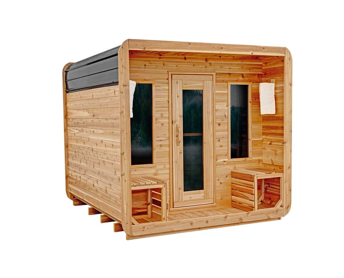6' Red Cedar Cube Sauna With 2' Porch