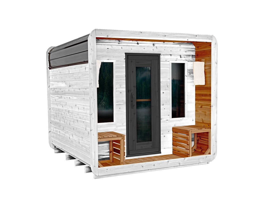6' Red Cedar Cube Sauna With 2' Porch