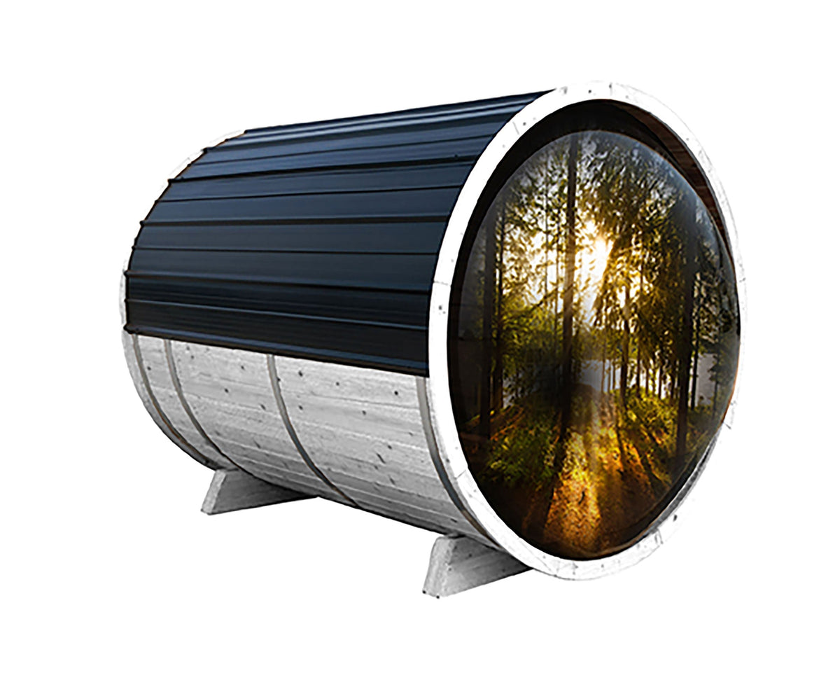 6' Red Cedar Panoramic Barrel Sauna