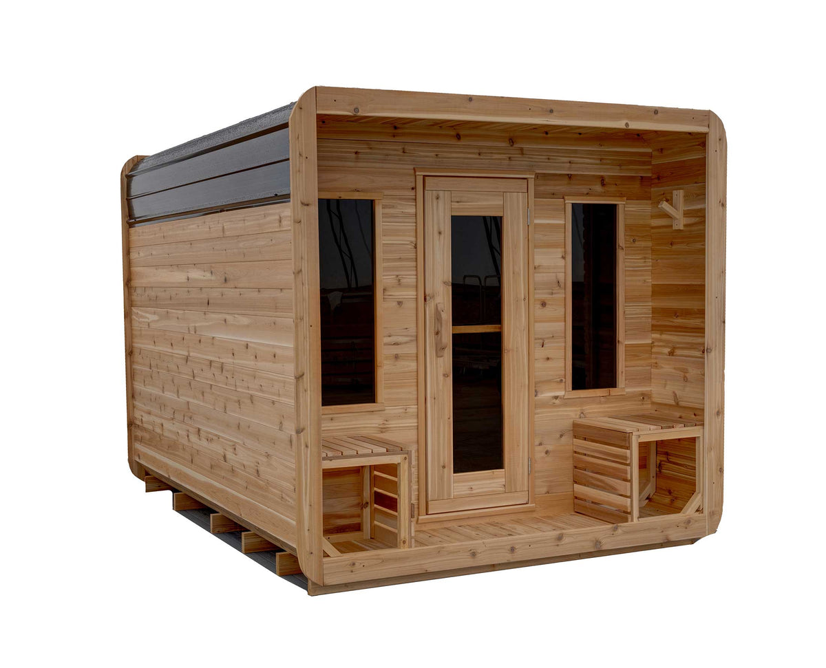 6' Red Cedar Cube Sauna With 2' Porch