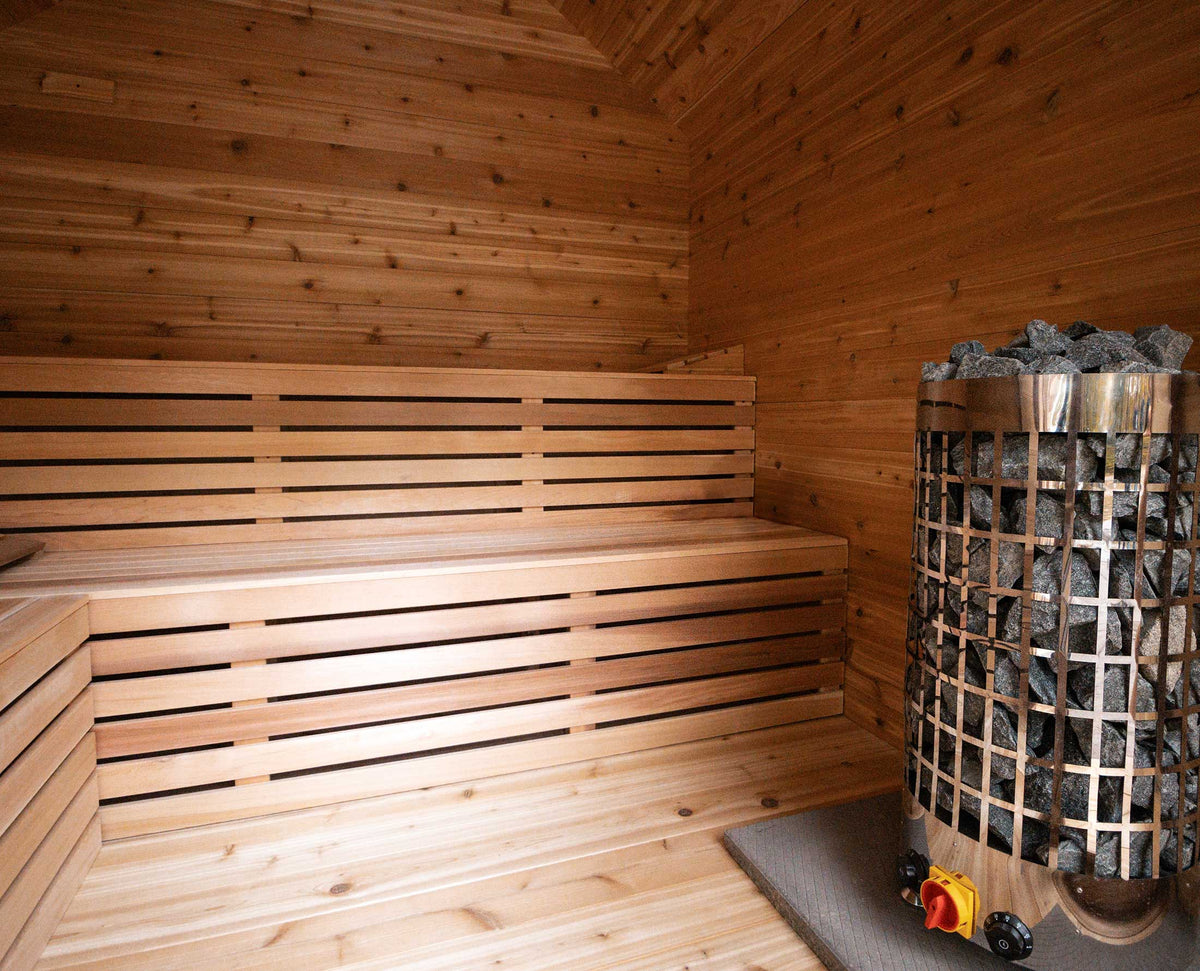 8' Red Cedar Modern Cabin Sauna With 2' Porch