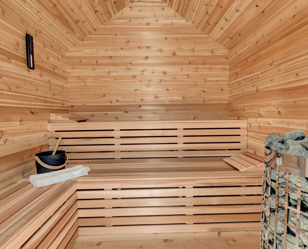 8' Red Cedar Modern Cabin Sauna With 2' Porch