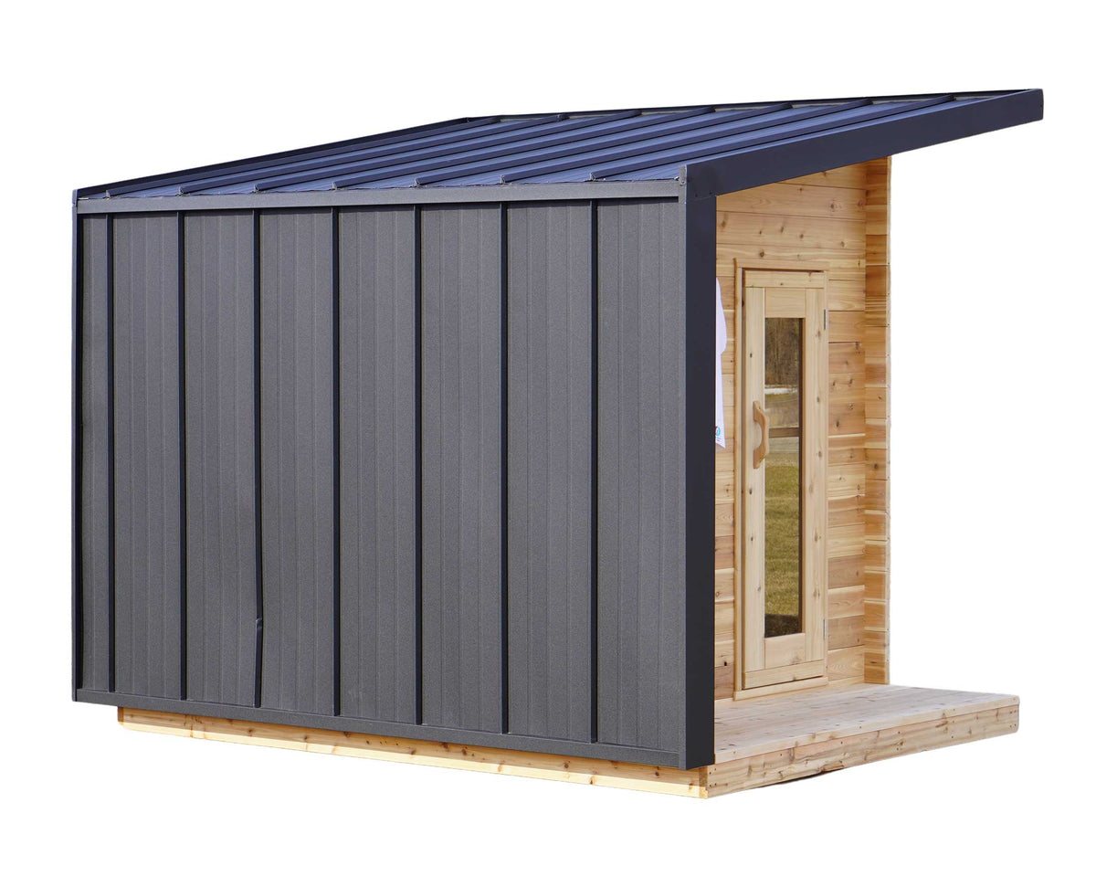 8' Red Cedar Modern Panoramic Sauna With 2' Porch